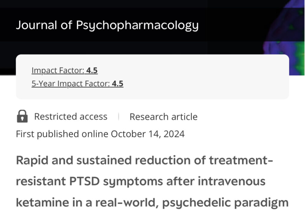 Rapid and sustained reduction of treatment-resistant PTSD symptoms after intravenous ketamine in a real-world, psychedelic paradigm